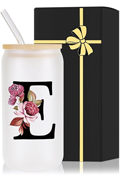 NASAQ Monogrammed Glass Drinking Cup With Lid Straw Best Female Friend Happy ...