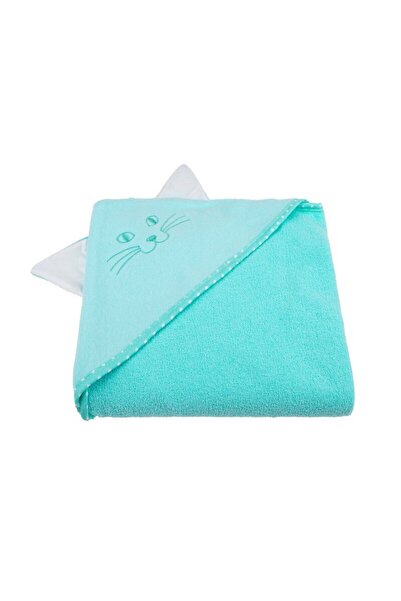 Bocioland Aqua Cat children's terry Cotton towel 80x80 cm, embroidered hood, ...
