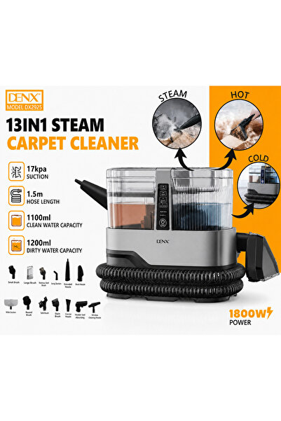 Denx 13-in-1 Steam Carpet Cleaner & Upholstery Washer 1800W High Power Spot C...