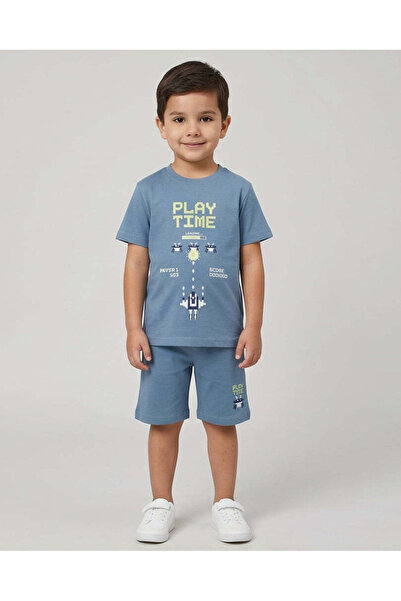 REDTAG Boys Blue Printed Pyjama Set 2 Piece