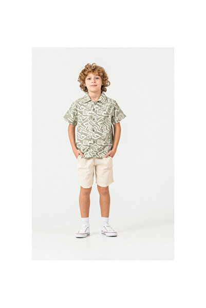 CİCHLİD Men's Patterned Shirt Seasonal Woven Shorts Suit