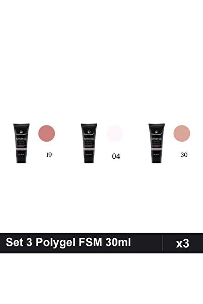 FSM Set 3 Polygel 30ml - Nr.19, Nr.04, Nr.30 - Construcție Unghii