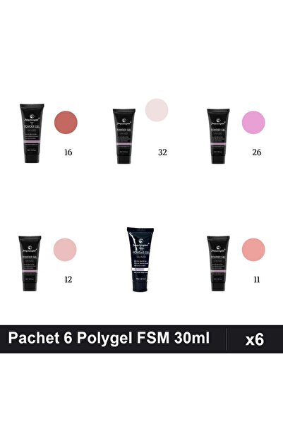 FSM Set 6 Polygel 30ml - Nr.16, Nr.32, Nr.26, Nr.12, Nr.23, Nr.11