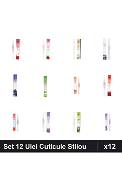 NAİLS Set 12 Ulei Cuticule Tip Stilou - Cireșe, Pepene Verde, Jasmin, Trandaf...
