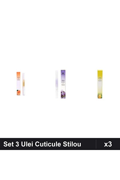 global fashion Set 3 Ulei Cuticule Tip Stilou - Orange, Afine, Ananas -