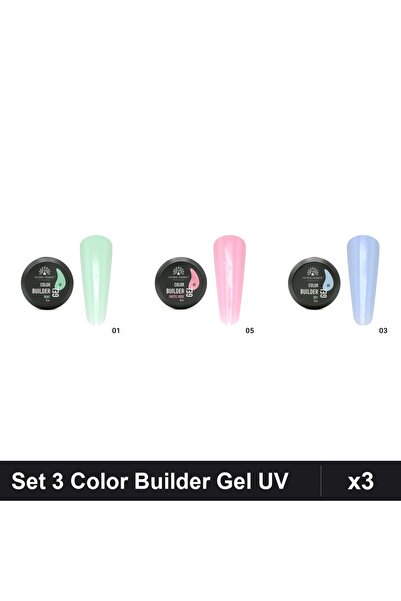 global fashion Set 3 Color Builder Gel UV 15g - Nr.01 Nr.03 Nr.05