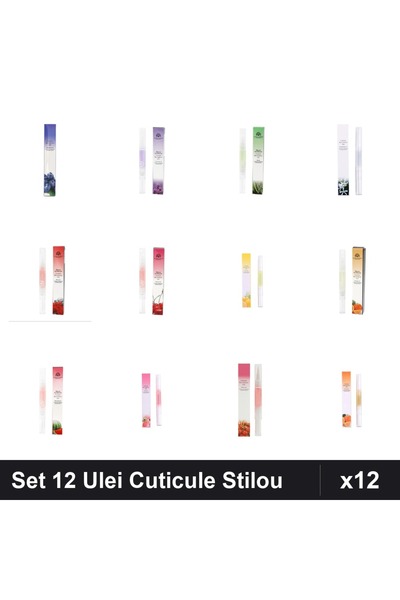 NAİLS Set 12 Ulei Cuticule Tip Stilou - Lavanda, Trandafir, Aloe Vera, Lemon,...