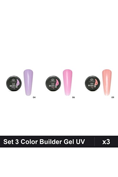 global fashion Set 3 Color Builder Gel UV 15g - Nr.04 Nr.06 Nr.09