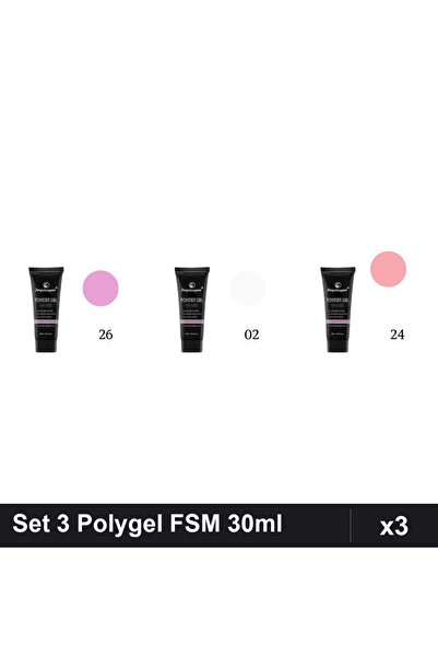 FSM Set 3 Polygel 30ml - Nr.26, Nr.02, Nr.24 - Constructie Unghii