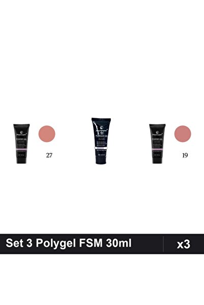 FSM Set 3 Polygel 30ml - Nr.27, Nr.23, Nr.19 - Constructie Unghii
