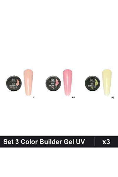 global fashion Set 3 Color Builder Gel UV 15g - Nr.11, Nr.08, Nr.02