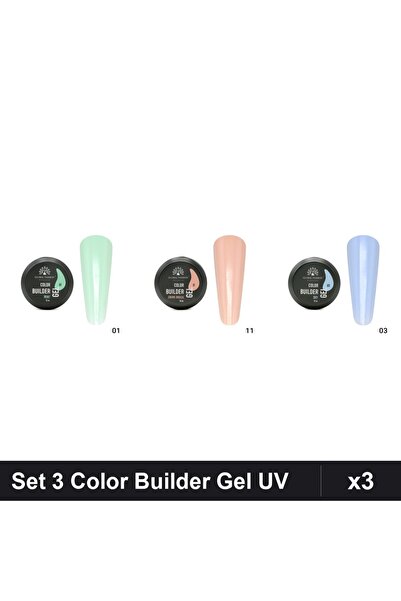 global fashion Set 3 Color Builder Gel UV 15g - Nr.01 Nr.11 Nr.03