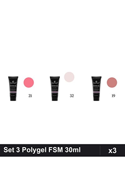 FSM Set 3 Polygel 30ml - Nr.21, Nr.32, Nr.19 - Constructie Unghii