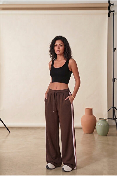 luci sports Women's Baggy Stripe Detailed Relaxed Fit Sweatpants