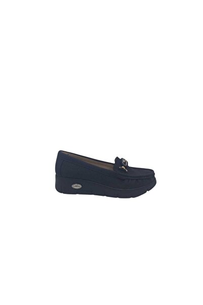 Zerhan 434 Women's Black Stone Buckle Wedge Heel Shoes