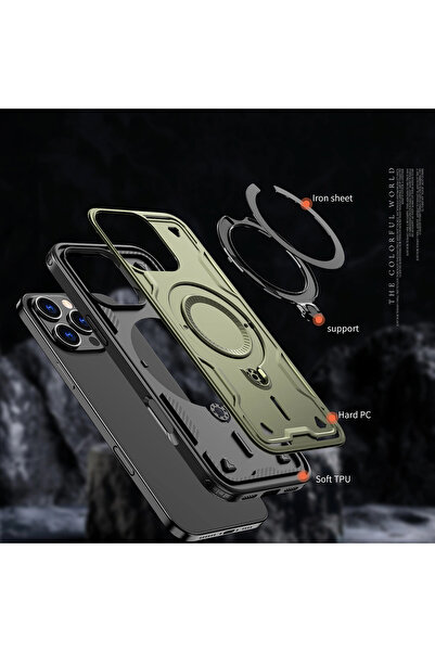 Hurtel Husă hibridă tip armură trendy cu MagSafe pentru iPhone 16 Pro - Verde