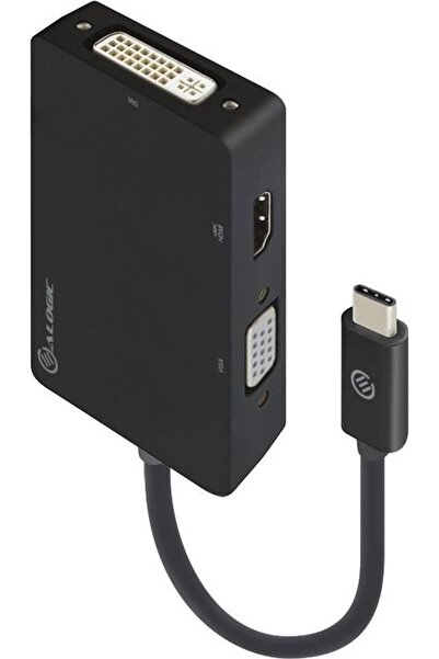 Alogic Adaptor USB-C 3 în 1 la HDMI VGA negru