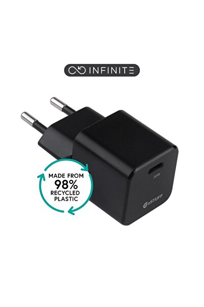 eSTUFF INFINITE (GRS) Încărcător USB-C EU PD 30W GaN. 1 x USB-C. Negru. 98% p...