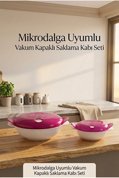 Eviniz güzel 4 Parça Mikrodalga Uyumlu Vakum Kapaklı Saklama Kabı Seti