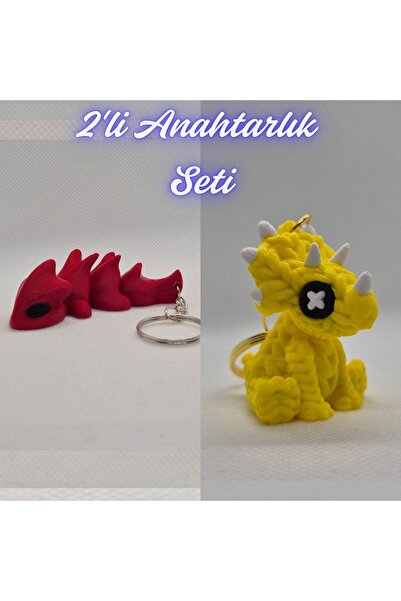 3DAtölyeMaker Fire Engine Red Flexible Dragon and Yellow Knitted Pattern Tric...