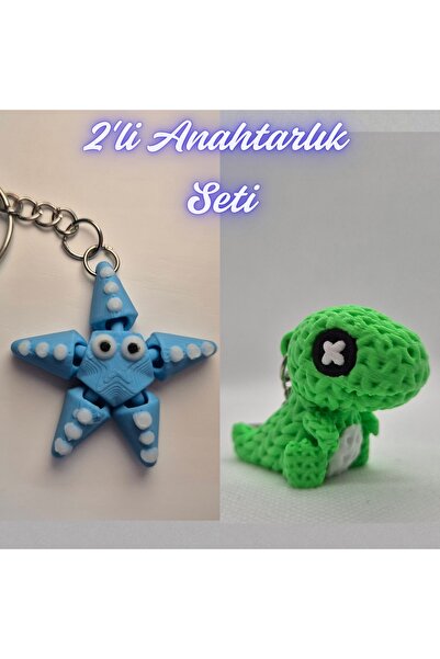 3DAtölyeMaker Light Blue Moving Starfish and Green Knitted Pattern Moving Din...