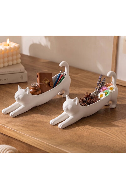 VibecraftRomania Suport Decorativ "Pisică la Întins" - Organizator Multifuncț...