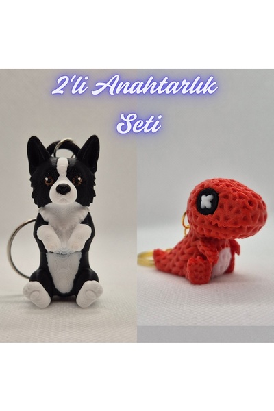 3DAtölyeMaker Black Border Flexible Dog and Red Knitted Pattern Moving Dino K...