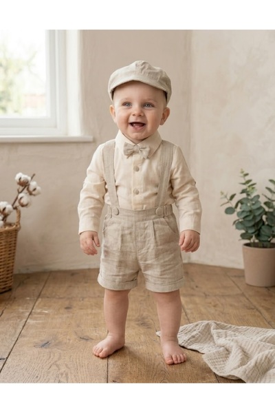 Moonstar Baby Boy Salopet Suit Shirt, Hat and Bow Tie Accessories 4 Pieces 3-...