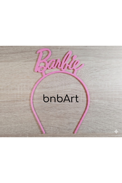 BNB ART Barbie Yazılı 3D Baskılı Pembe Saç Tacı Hediyelik