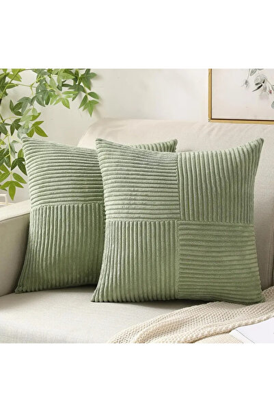 Choice23 40x40CM 1Pcs Green Green Luxury Corduroy Striped Square Cushion Cove...