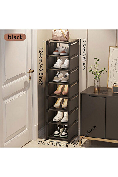 Choice Black 8 layers Shoe rack Small shoe cabinet widened against the wall d...