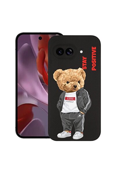 bestcase Калъф за Google Pixel 9a, Stay Positive - Плюшено мече, Тънък силико...