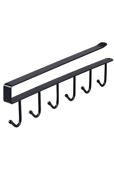 Choice1 black Wall-mounted Hat Storage Rack Iron Storage Hanger with 6 Hooks ...