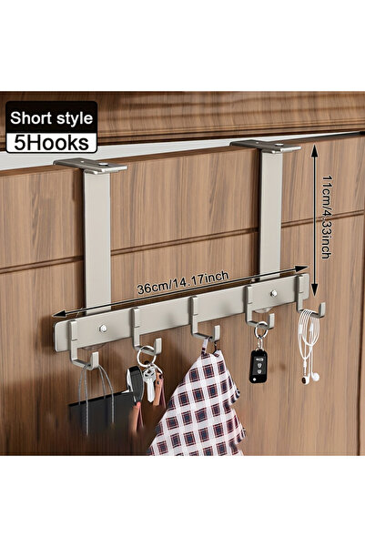 Choice3 5Hooks Gray S Hooks Over The Door 5/7 Hooks Metal Bathroom Organizer ...