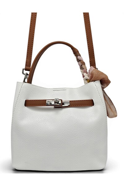 Evident White, with Lock and Scarf Detail, Puppy Detail, Cross Strap, Small, ...
