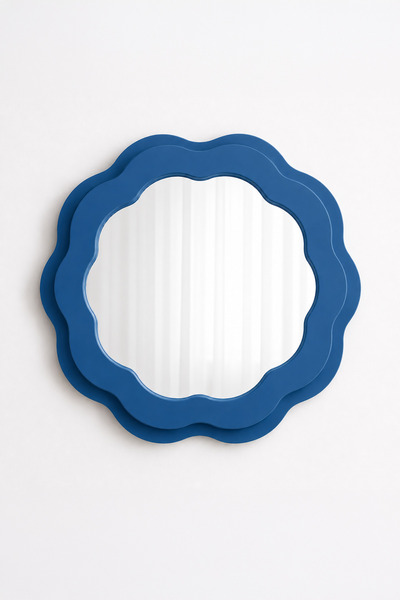 Desing Çift Katmanlı Dalgalı Çerçeve Ayna | Dekoratif MDF Ayna 80 x 80 cm