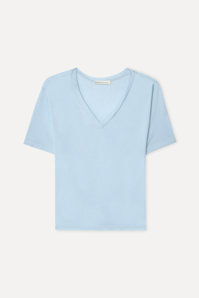 Mudo Women's Blue V-Neck Modal T-Shirt