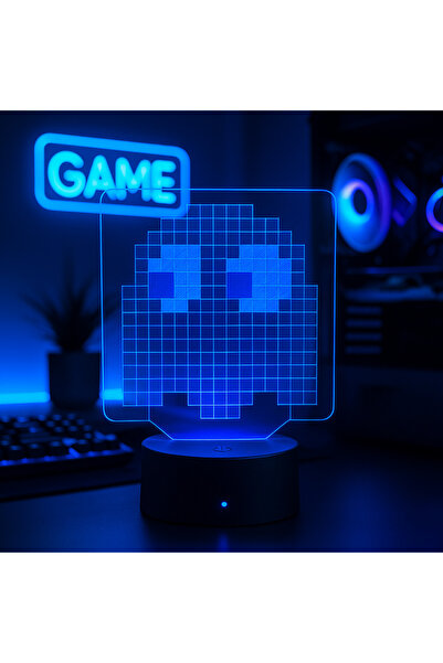 OEM 3D LED Λάμπα Φάντασμα Pac-Man με 16 Χρώματα και Τηλεχειριστήριο
