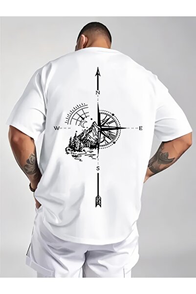 PAVRO Unisex Άνετο T-shirt με μικτό σχέδιο και στάμπα