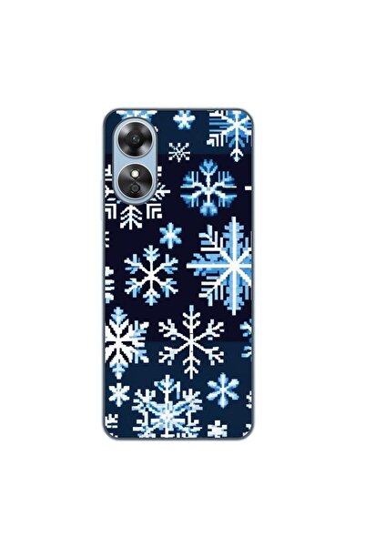 OEM Case compatible with Oppo A17 Silicone Gel Tpu Pattern Pixel Art Snowflakes