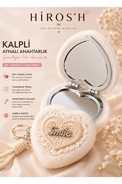 HİROS'H Peluş Dokulu Mini Cep Aynası
