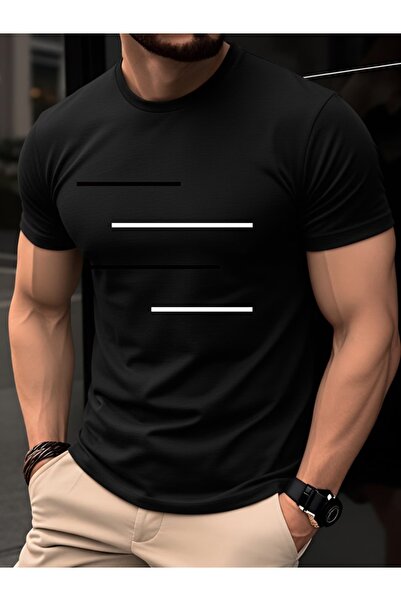 PAVRO Unisex Άνετο T-shirt με μικτό σχέδιο και στάμπα