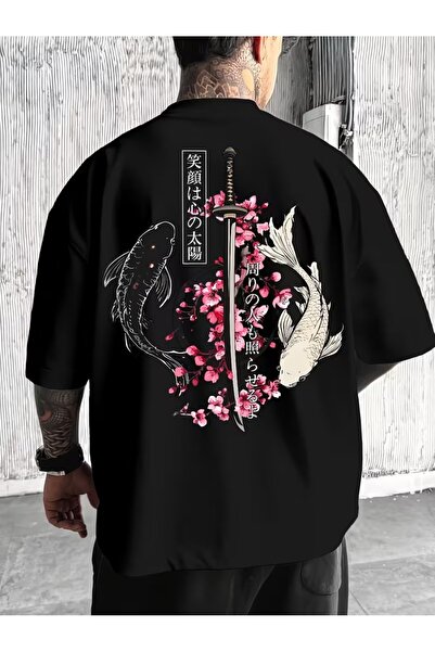 PAVRO Unisex Άνετο T-shirt με μικτό σχέδιο και στάμπα