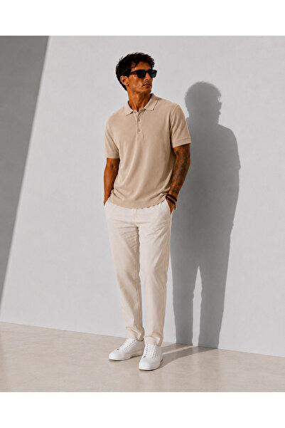 ribana Men's Short Sleeve Ribbed Half Button Closure Polo Collar T-Shirt 26001