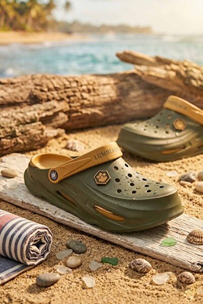 lumberjack Erkek Haki Clogs Terlik Hafif Kalın Tabanlı Sandalet