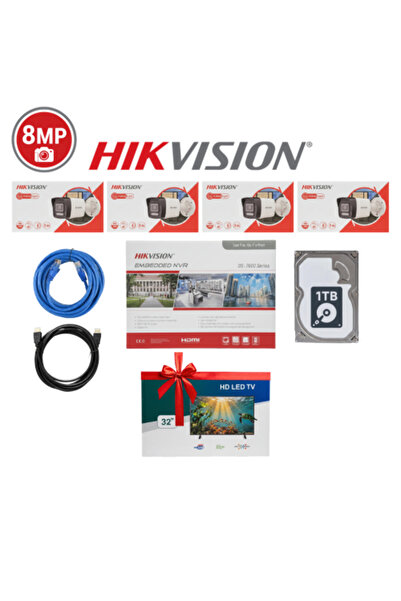 Hikvision Package of 4 Outdoor Ip Cameras 8Mp 4K Resolution Surveillance Came...
