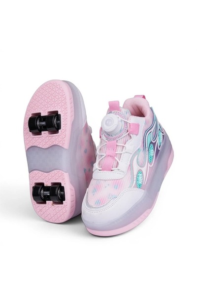 Tuğba Ortopedi 030 Ortopedik Kız Çocuk Pembe Işıklı Tekerlekli Sneaker