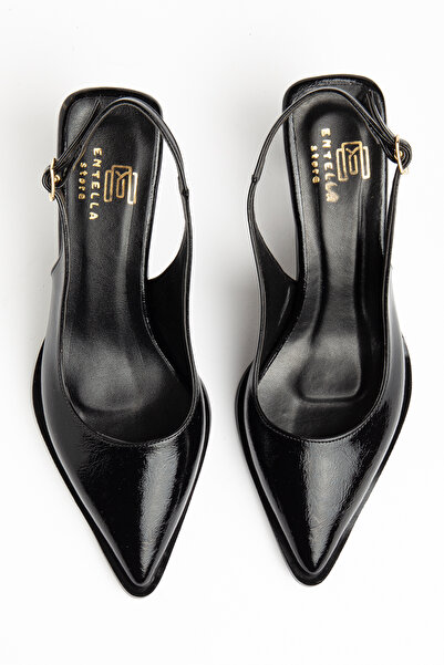 Entella Store Arya Women's Black Patent Leather Pointed Heeled Shoes