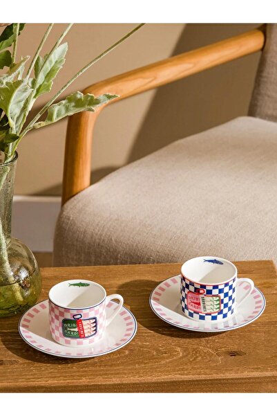LC Waikiki Mixed Set of Printed Porcelain Coffee Cups for 2 People (S6)
