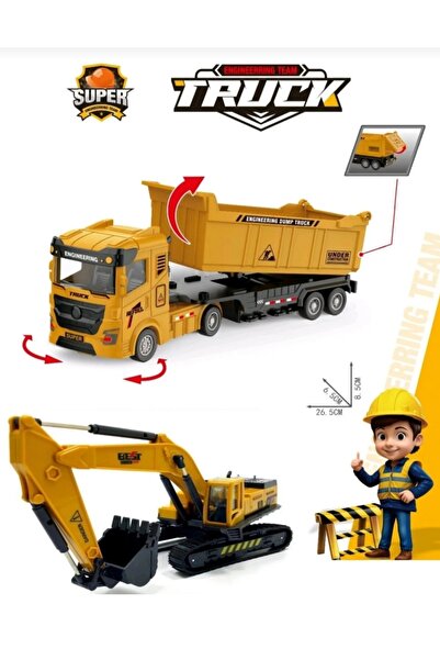 berattoys 2li set iş makinaları oyuncak kamyon kepçe 30 cm kırılmaz iş araçla...